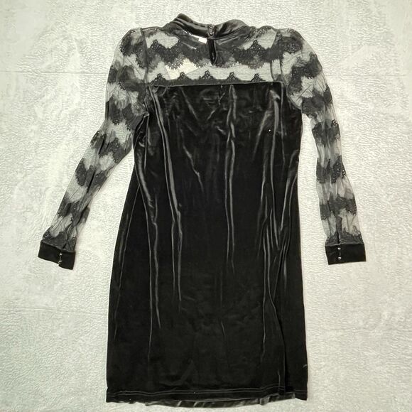 Junarose Women’s Lace And Velvet Dress Medium Black Lolita Goth Dark Romantic - Picture 8 of 11
